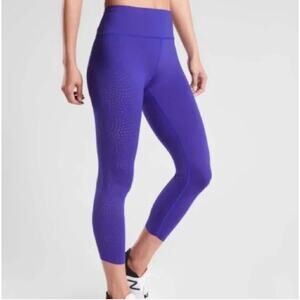 ATHLETA |  Velocity Laser Cut 7/8 Cropped Leggings Purple | Size XXS